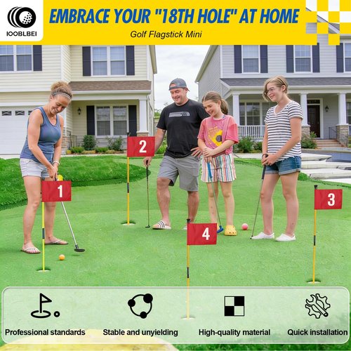 IOOBLBEI Golf Flagstick, 3ft Golf Flag Putting Green Flags & Golf Pin Flag Hole Cup Set, Portable 2 Section Design for Home Yard Backyard Driving Range, Numbered Golf Flags for Golfer Build Own Course