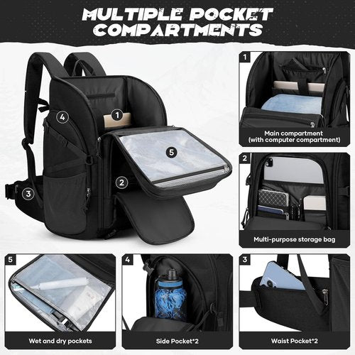 Maelstrom Tactical Backpack - Water Resistant 40L Military Pack for Hiking, Camping & Gym | Black