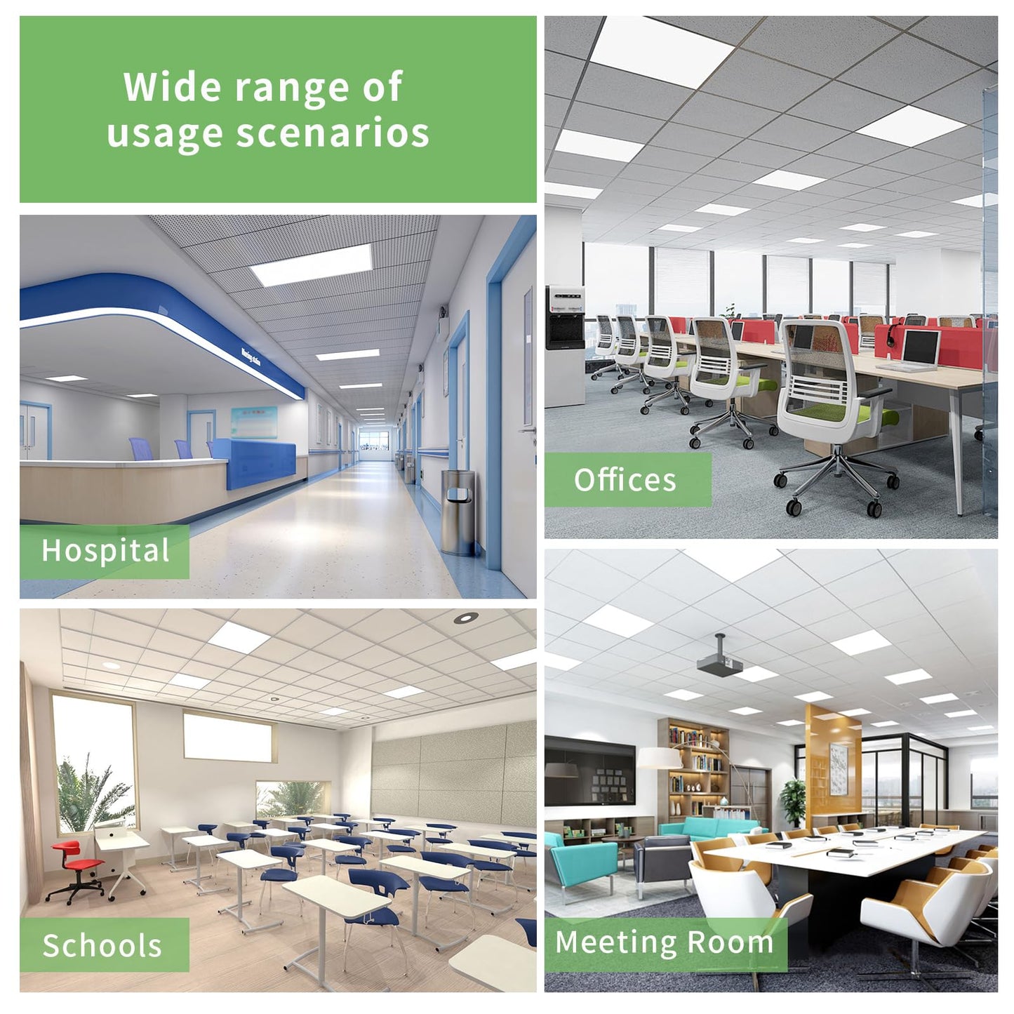 2 Pack 2x2 LED Flat Panel Light, 5 CCT 5 Power Modes Adjustable LED Ceiling Lights, 40W/5000LM Recessed Drop Ceiling Lights Fixtures, 0-10V Dimmable Troffer Light for Office/Home-ETL, FCC, CE