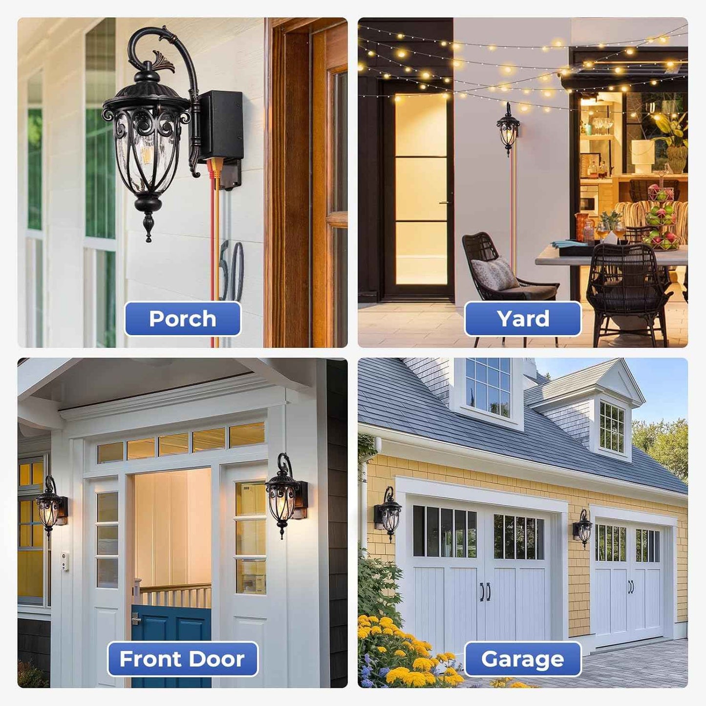 Outdoor Dusk to Dawn Porch Light with GFCI Outlet - 18.6" Waterproof Bronze Lantern