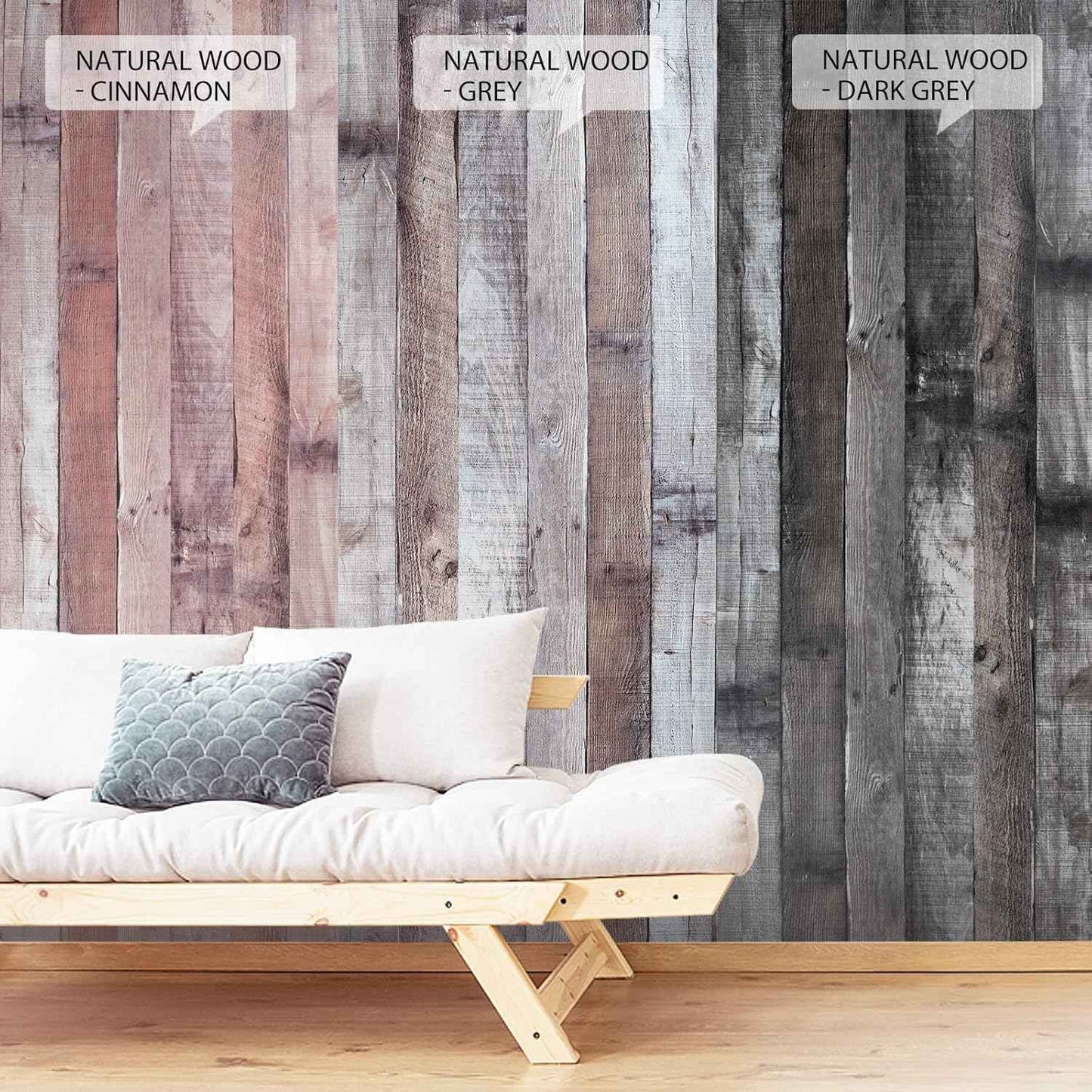 Natural Grey Wood Contact Paper - 17.3" Peel and Stick Wallpaper for Home Decor