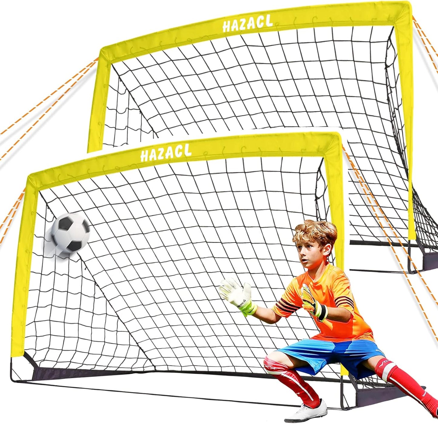 Skiennix Kid Soccer Goals - Portable Pop-Up Soccer Nets for Indoor/Outdoor Use - Large with Carry Bag
