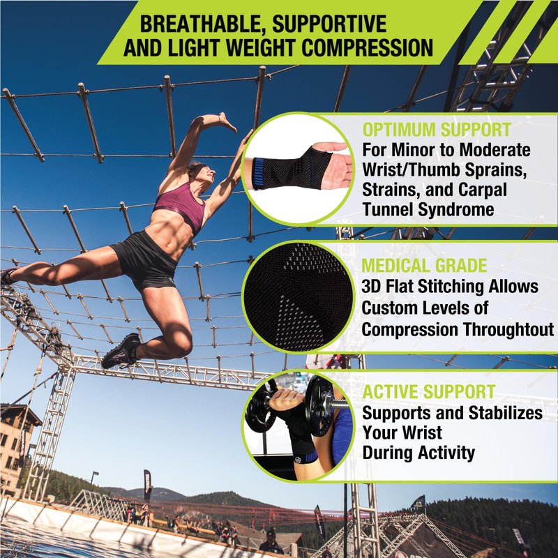 Pro-Tec Athletics 3D Flat Wrist Support, Small/Medium, Wrist Brace, Compression Wraps, Pain Relief, Adjustable, Men & Women, Carpal Tunnel Pain Relief, Easy to Use, Working Out, Size Small/Medium