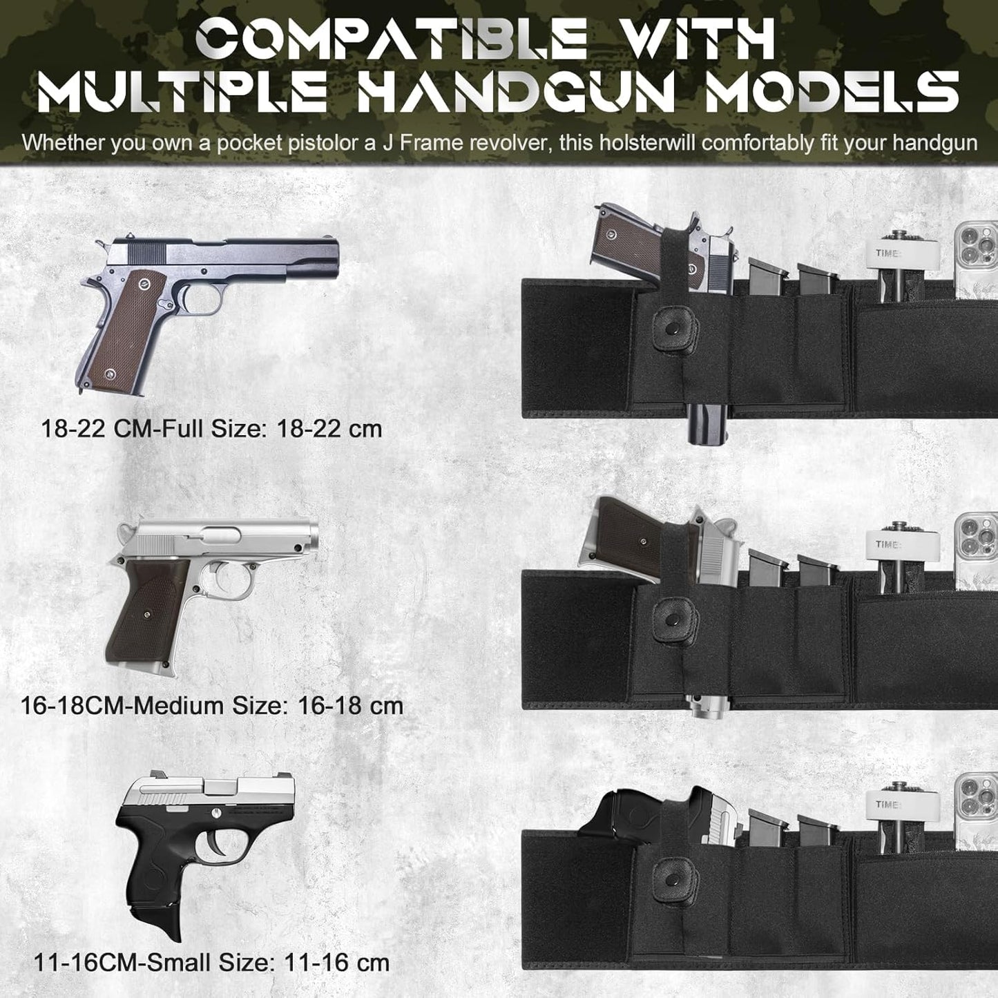 Skiennix Belly Band Holster - Ambidextrous Concealed Carry for Most Pistols & Revolvers | Comfortable Fit