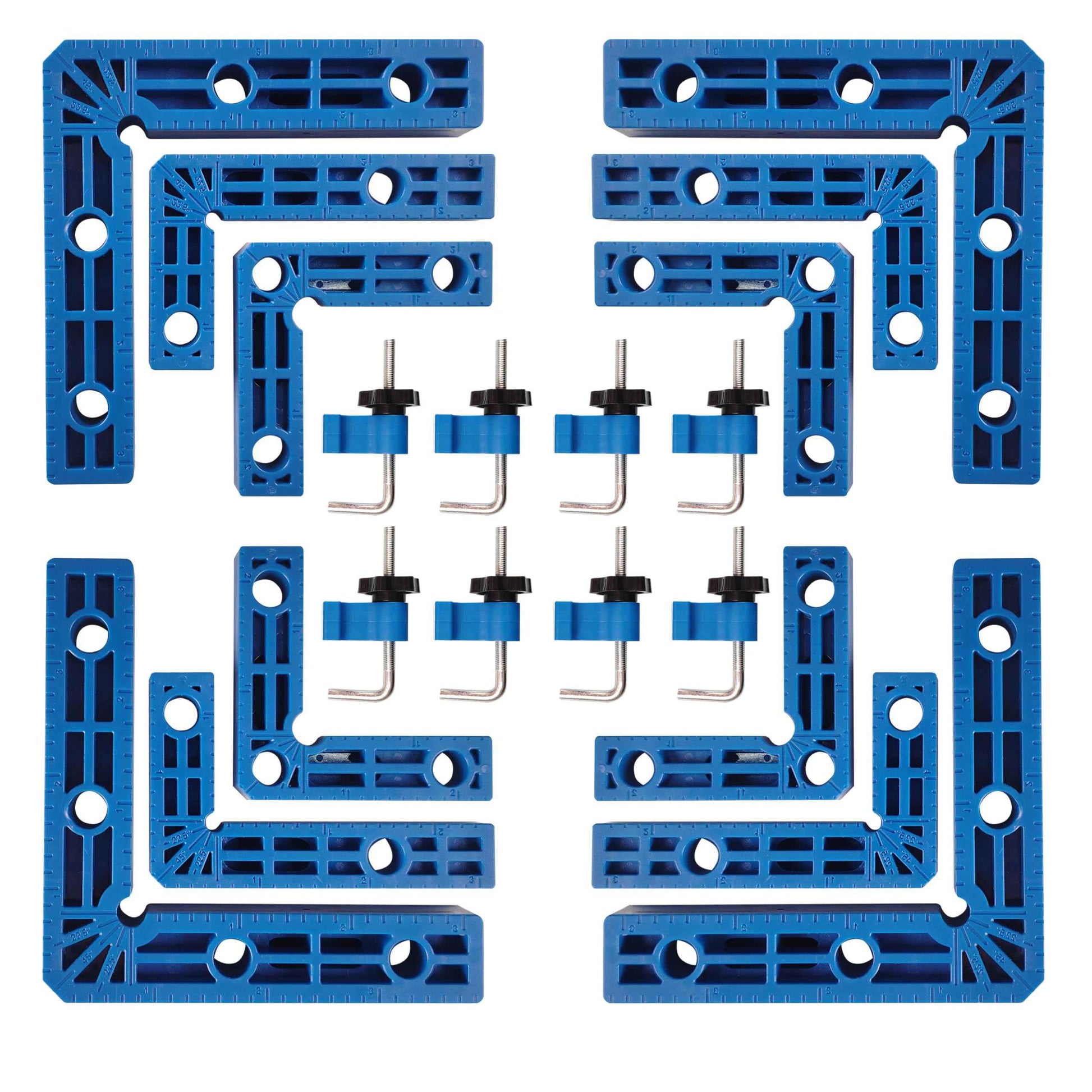 90 Degree Clamp,Positioning Squares, 3" 4" 2.3" Right Angle Clamp with 12 Clamping Squares,Corner Clamps Woodworking Tool for Pictures Frames Cabinets Boxes,Blue