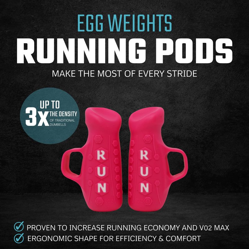 Running Pods 2.0 lbs Set Ultra-Dense Metal Alloy Hand Weights with Anti-Slip Finger Loop for Running, Outdoor Training for Adults - 2 Pods, 1.0 lbs each - Pink + Free E-Book Workout Guide