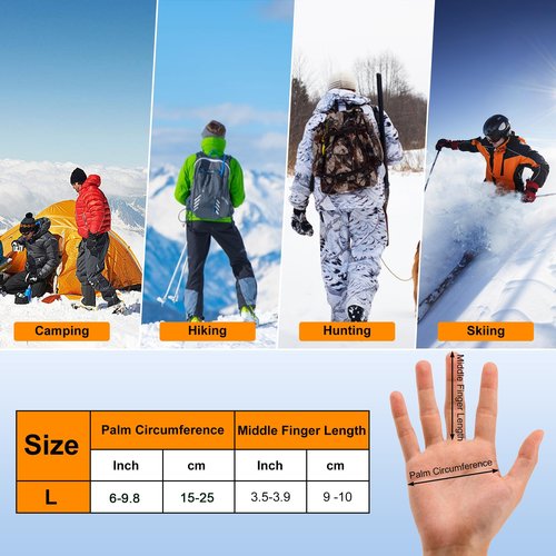 Svpro Heated Gloves for Men and Women, 5000mAh Rechargeable Battery Heating Electric Hand Warmer Glove, Touchscreen Winter Warm Thermal Gloves with 3 Heat Settings