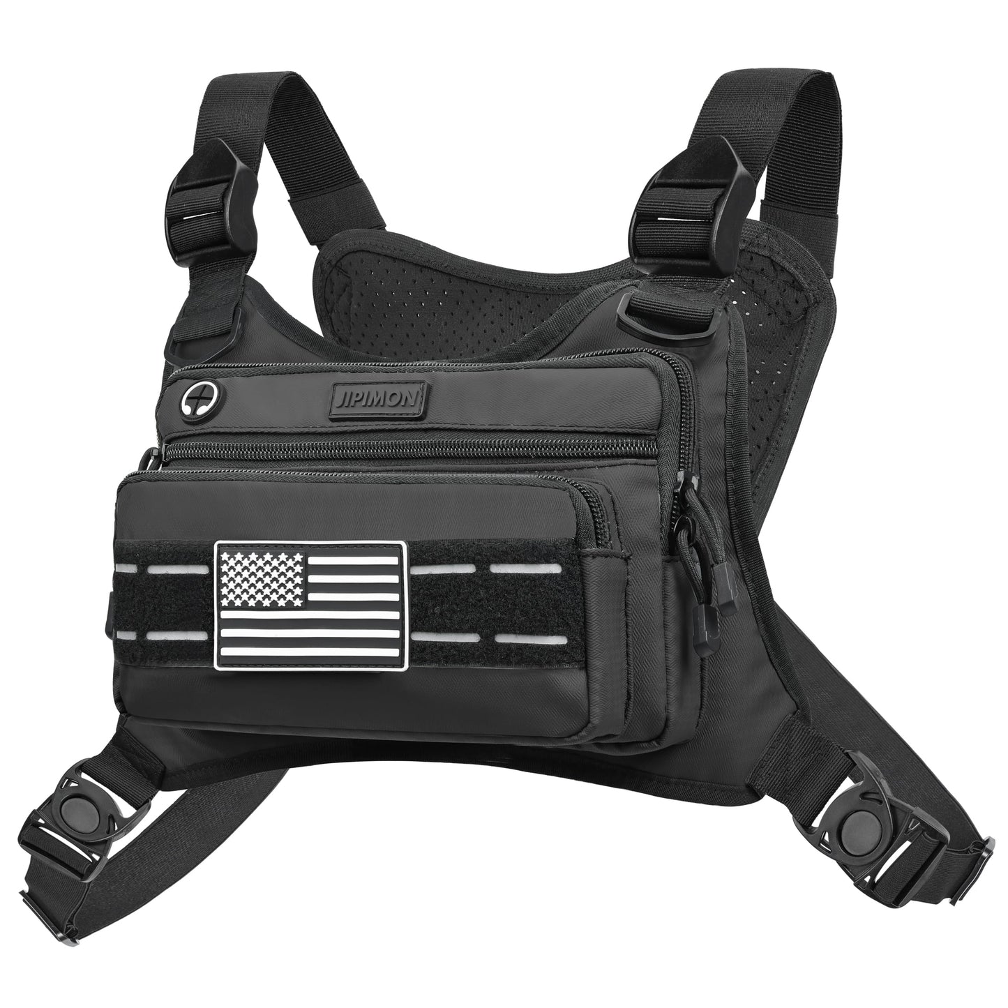 JIPIMON Chest Bag For Men, Outdoor Sports Running Chest Pack, Black