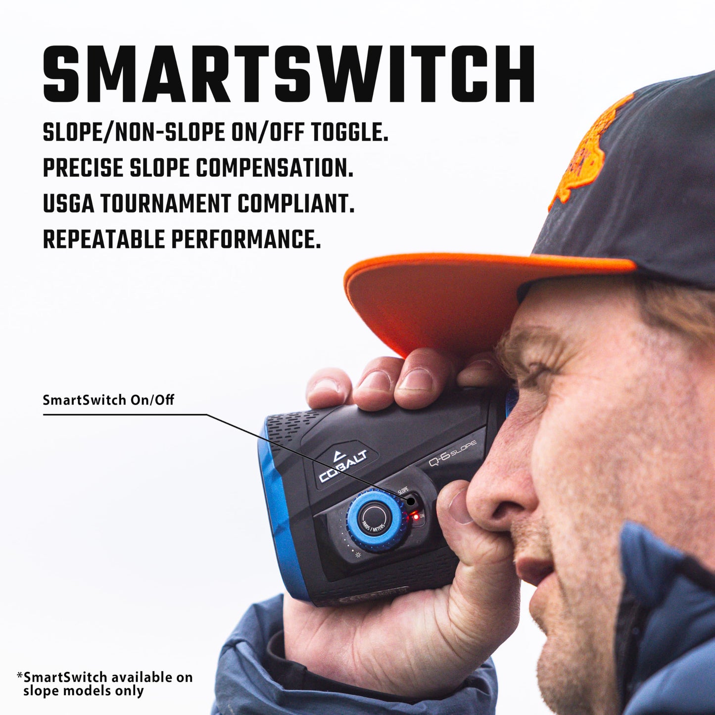 Cobalt Q-6 Golf Rangefinder Slope with Magnet | Tournament Legal, Precision Laser Technology, 7X Magnification, 2,500-yd Range, Pin & Vibration Lock, Waterproof, with Premium Case