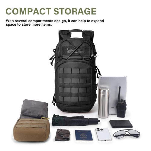 Mardingtop 15L Tactical MOLLE Hydration Backpack – Small Military Bag for Motorcycle, Hiking, Riding, Biking & EDC Daypack