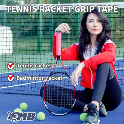 MBFISH Tennis Racket Grip Tape 3 Pack, Racket Grips Soft Racquet Overgrips for Tennis, Pickleball and Badminton - Thickness 0.024in Anti-Slip and Absorbent Tennis Grip Tape Set (Peach Pink)