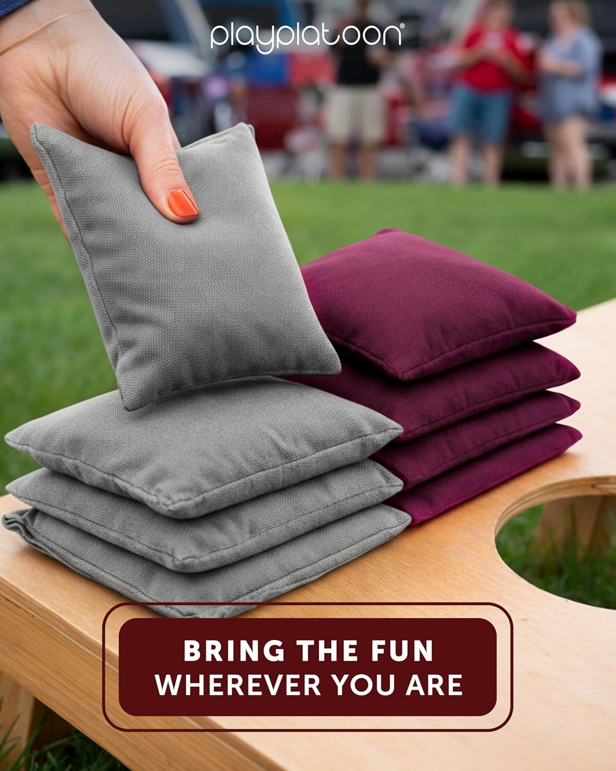 Play Platoon Cornhole Bags - Weather Resistant Set of 8 | Official Size & Weight Tossing Bags
