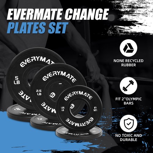 EVERYMATE Black Change Weight Plates 5LB Set Fractional Plate Olympic Bumper Plates for Cross Training Bumper Weight Plates