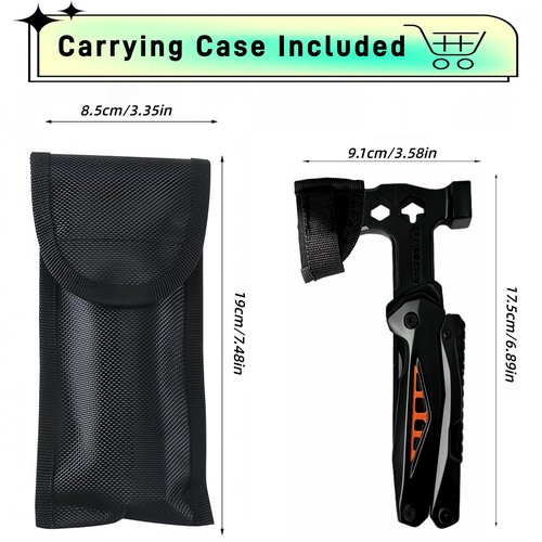 18-in-1 Multitool Hatchet Camping Axe with Hammer & Knife with Protective Sheath, Survival Gear for Men Dad, Emergency Car Tool & Hiking Accessories, Cool Gadgets for Outdoor Hiking Emergency