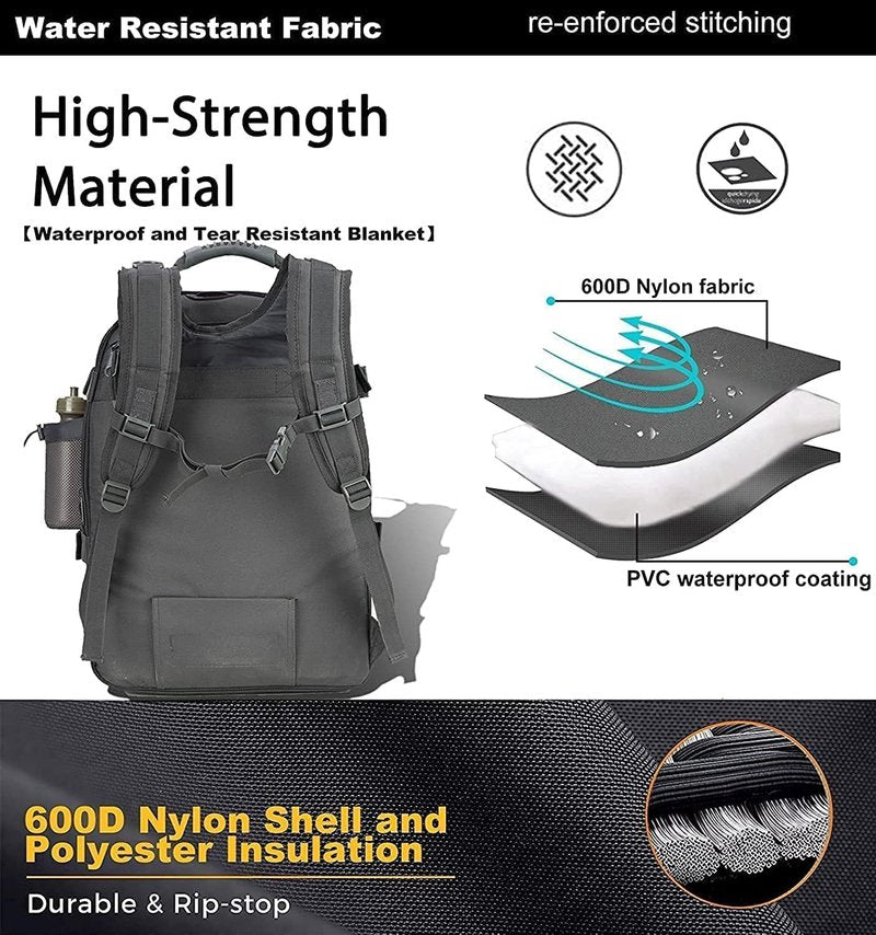 TheKidsRefined Expandable 40-64L Military Tactical Backpack 3 Day Bag Hiking Gym Sport Camping
