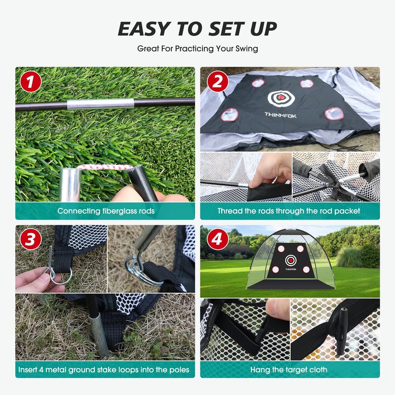 Golf Net, Golf Practice Net and Mat, 10x7FT Hitting Aids for Backyard Driving Chipping Swing Training with Noise Reduce Target Tri-Turf Mats Tees Real Balls for Indoor Outdoor, Gifts for Men Dad