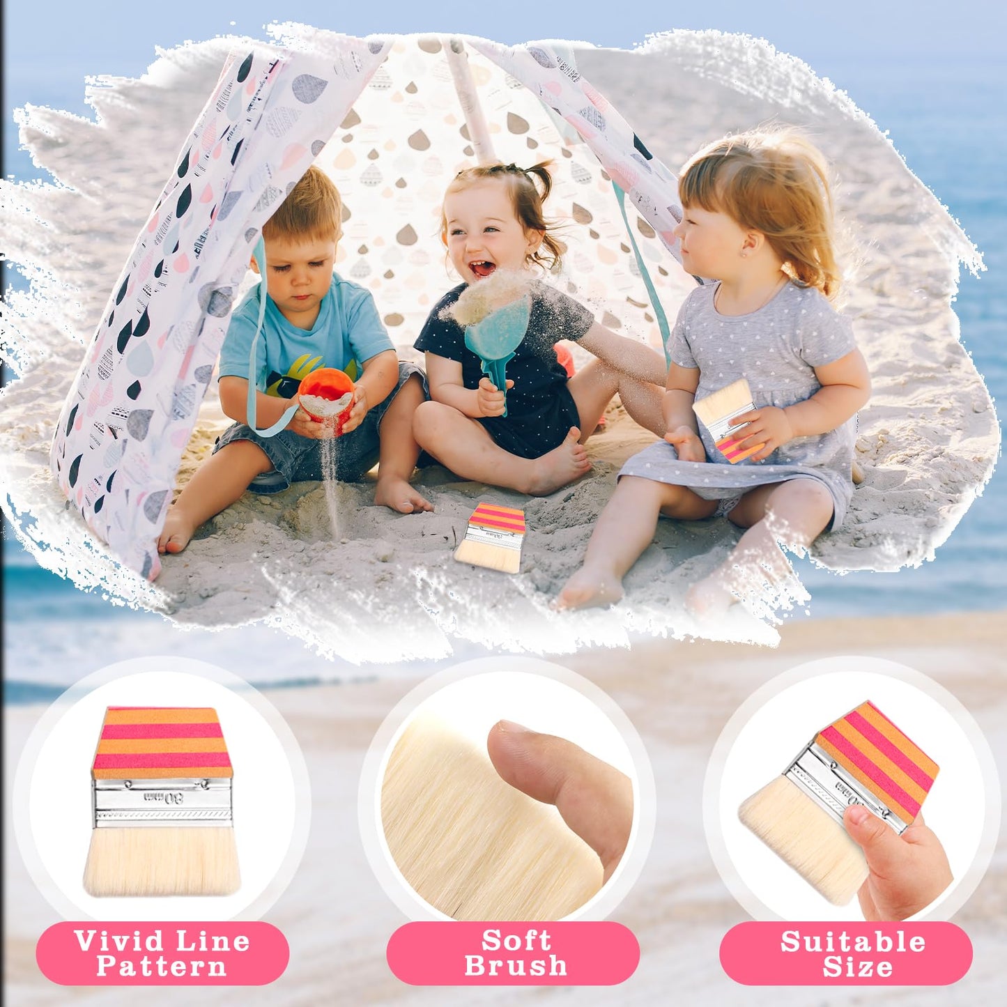 Sand Beach Cleaning Brush Sand Remover Brush Body Skin Cleaning Beach Accessories Soft Sand Off Brush for Vacation Lightweight & Portable Holiday Essentials(Stripe)