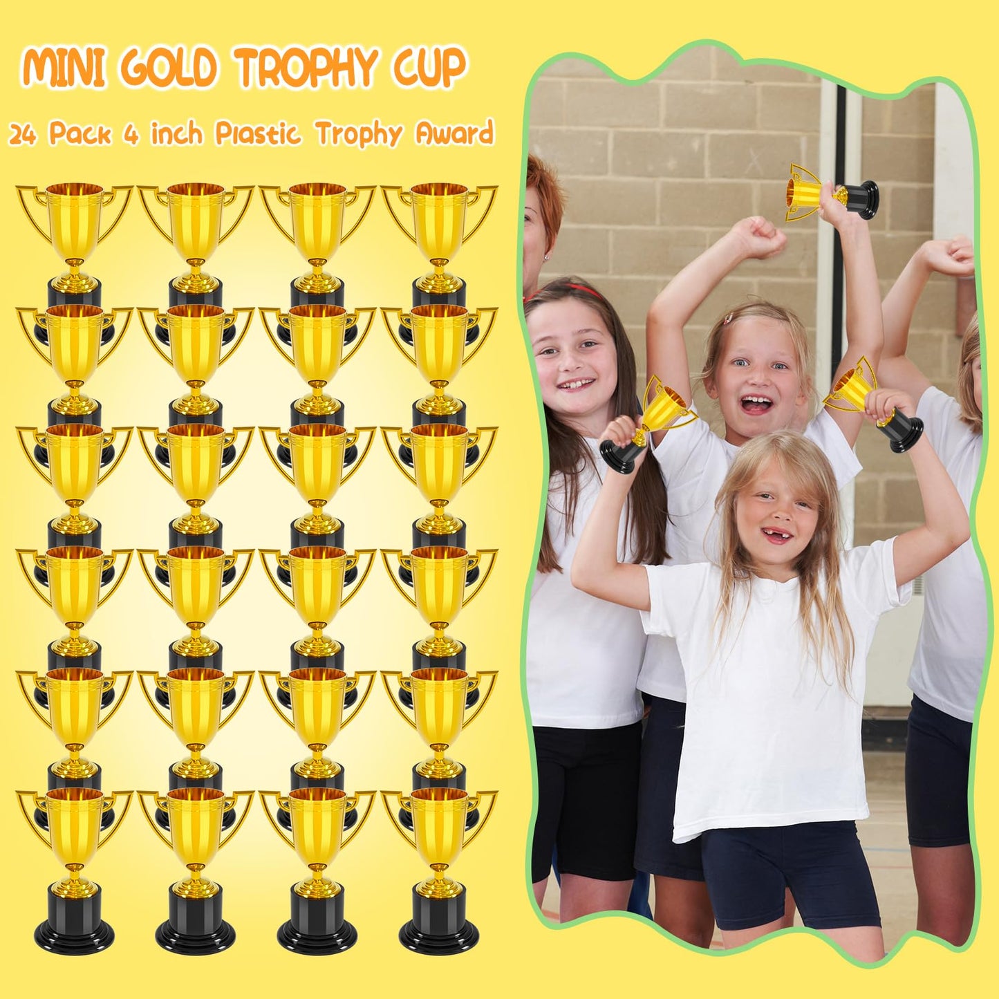 COJOSQC 4 inch mini Trophies, 24 PCS Trophies for Kindergarten Graduation, Bowling tournaments, Basketball Games, Kids Soccer Awards, Must Have Football Party Favors, Plastic Trophy.