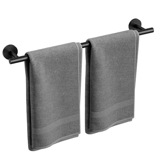 Bubxo Matte Black Towel Bar, 24 Inch Bathroom Towel Rack, Towel Holder Wall Mounted, Thicken SUS304 Stainless Steel Towel Rod Modern Home Decor (Total Length 26-Inch)