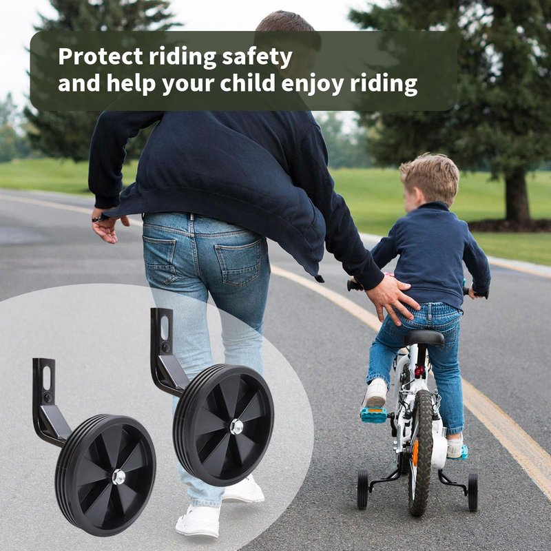 Tsnamay Pair of Black Bicycle Auxiliary Wheel Children's Bicycle Accessories For 14 Inch,Training Wheels