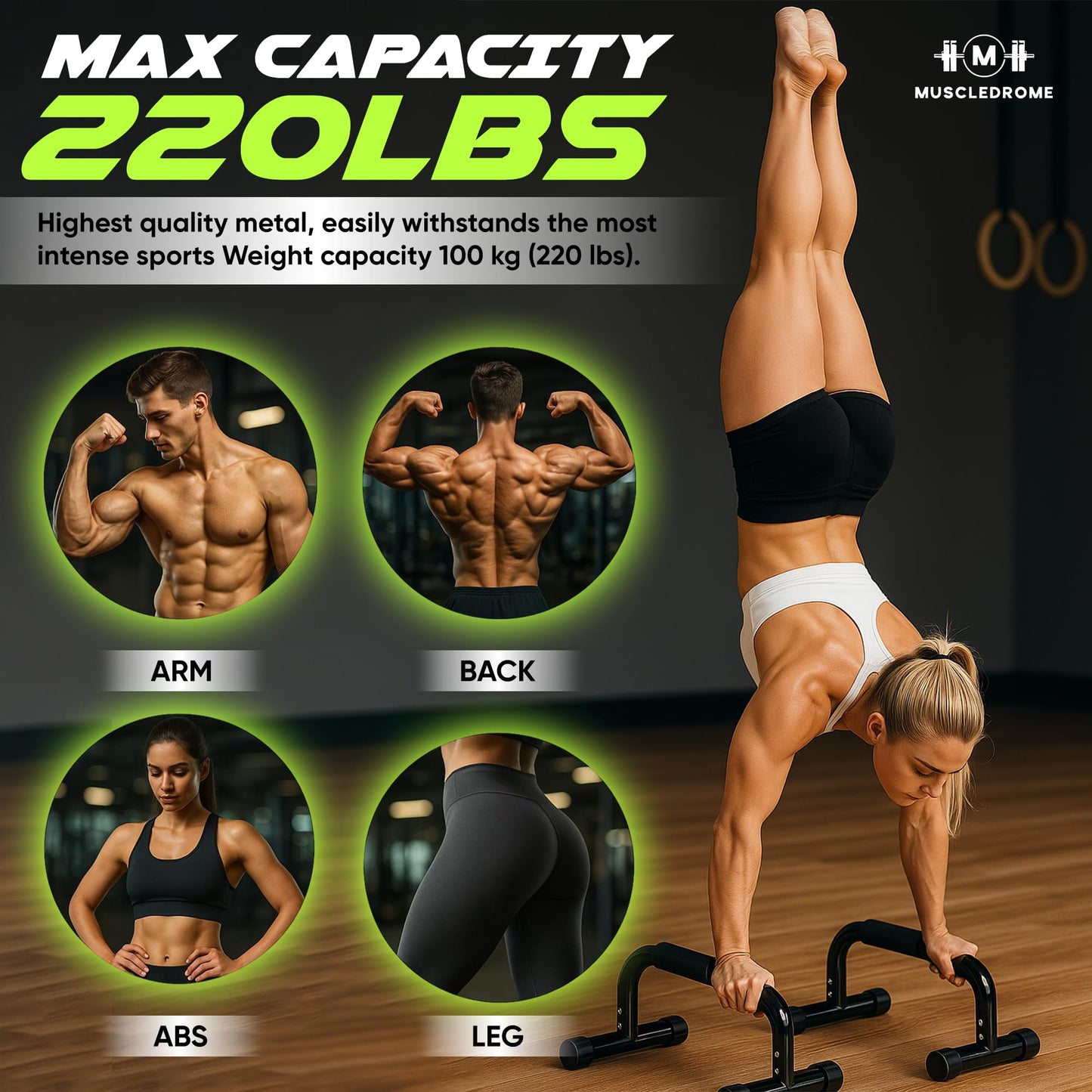 MUSCLEDROME Calisthenics Bars,Push Up Bar for strength traning, Parallettes Bars & Dip Bars, Calisthenic, Push Up Handle for Workouts, Calisthenics Equipment ﻿for home