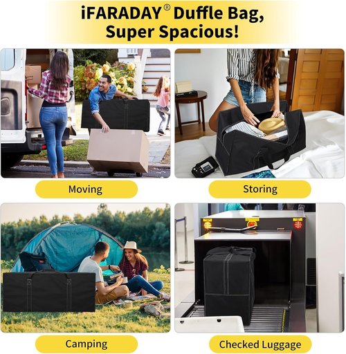iFARADAY 155L Oversized Duffle Bag - 42” Heavy-Duty Water-Resistant Travel Bag for Camping & Storage | Black