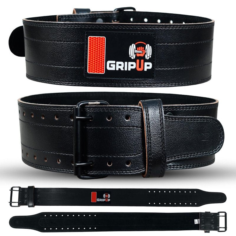 GripUp Weight lifting Belt 6 Inch Auto-Lock Curved Padded Back Lumbar Support Gym Belt for Fitness Exercise Bodybuilding Powerlifting Workouts Deadlifts Squats & Weightlifting Men Women (Black, S)