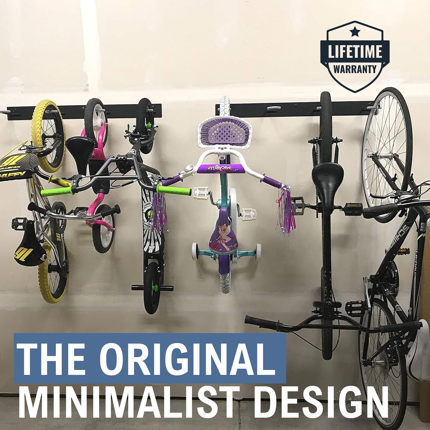 StoreYourBoard Virginia Bike Co BLAT 8 Bike Racks, Garage Wall Mount Bike Storage, Heavy Duty Solid Steel Bike Hooks, up to 400lbs, 72-inch