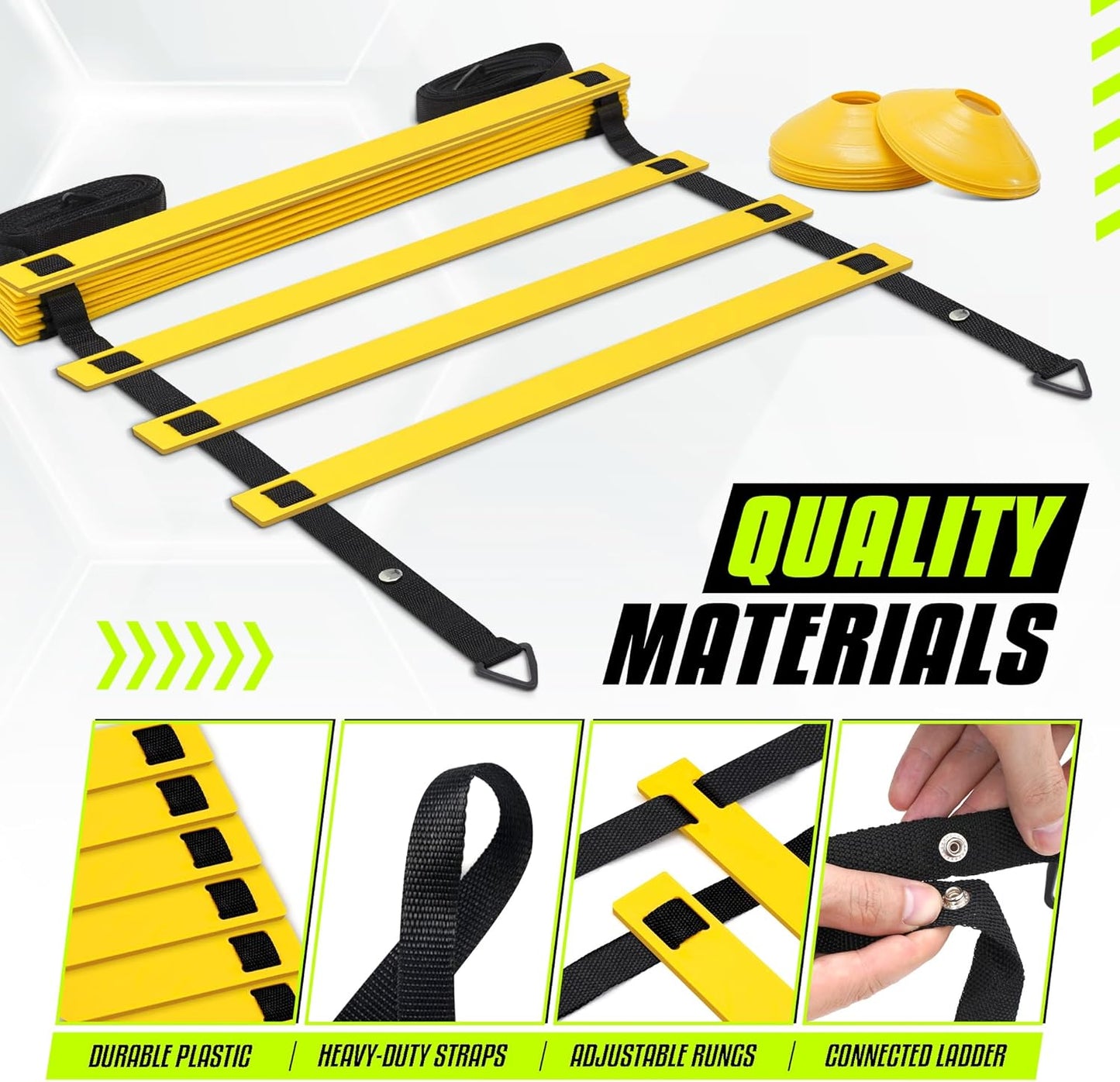 Yes4All Agility Ladder - Speed Training Equipment for All Ages | Adjustable, Durable & Portable with Carry Bag
