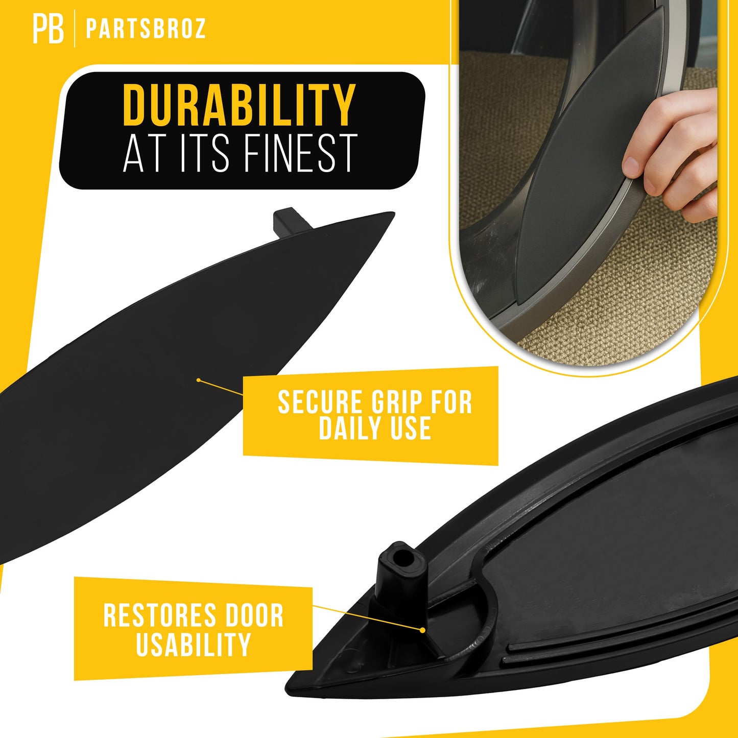 PartsBroz WP8559751 Door Handle - Compatible with Whirlpool Kenmore Dryer - Replaces 8559750 8559751 8519332 110.82832100 110.84832200 110.84834200 110.84834201 110.84834202 110.84836202 110.85089400