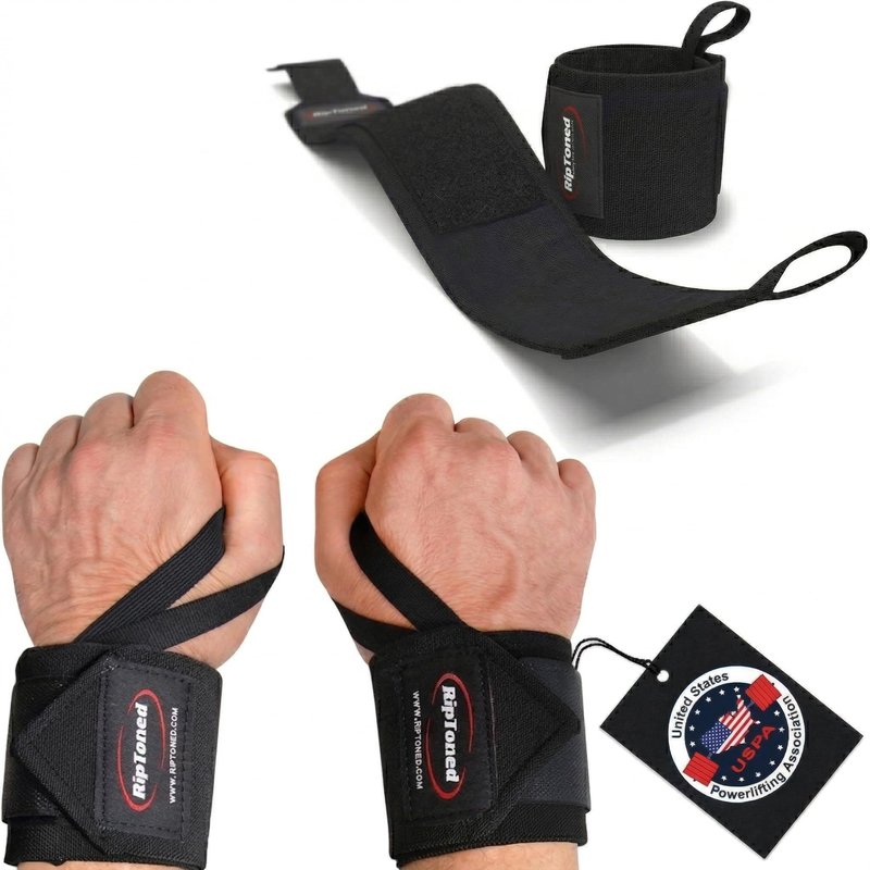 Rip Toned Wrist Wraps for Weightlifting – USPA & USAPL Approved 18" Wrist Straps for Powerlifting – Adjustable, Durable Gym Wraps with Thumb Loop – Quality Support for Men & Women – Black Stiff