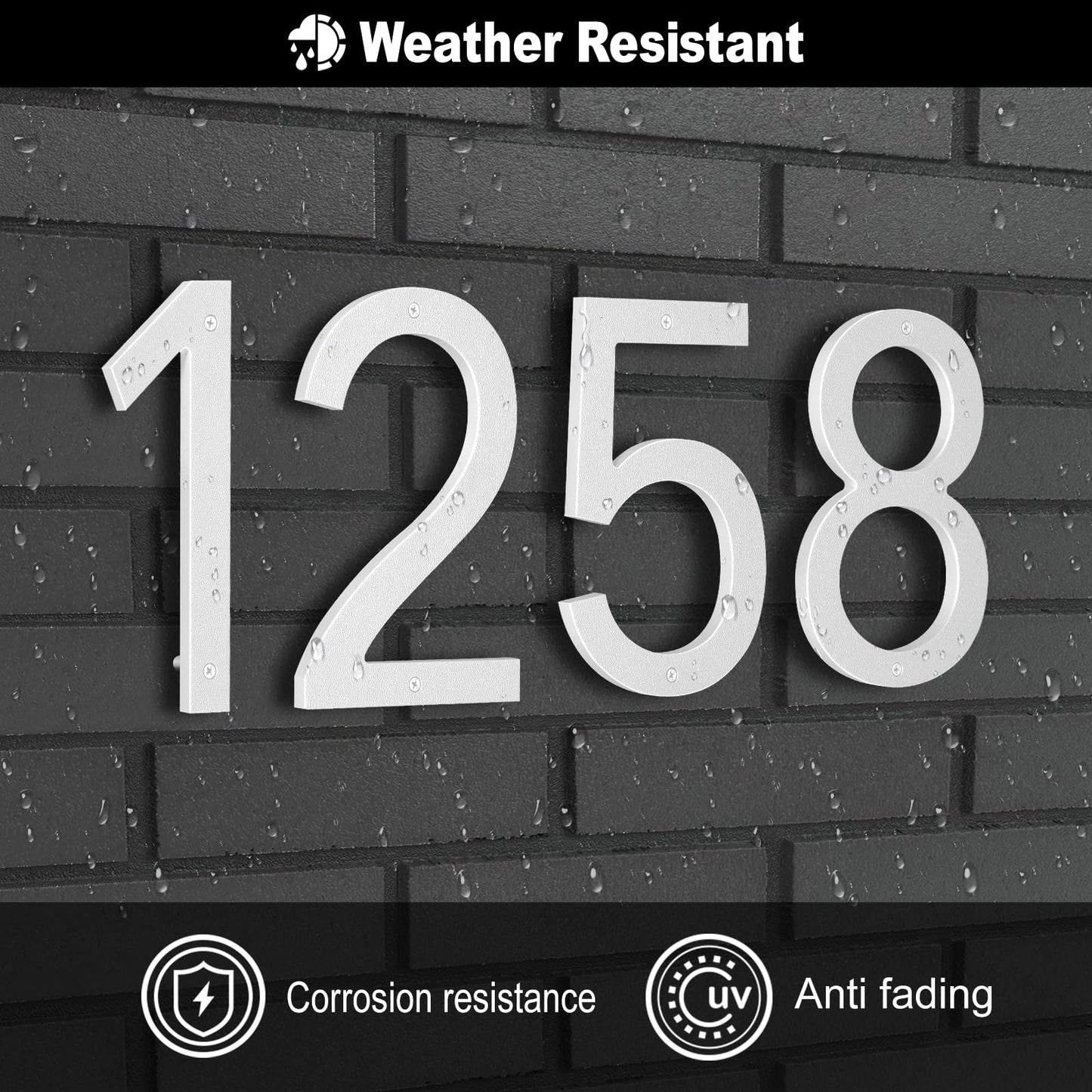 IVERRA 8 Inch Large Floating House Numbers, White Modern House Number for Outside, Home Address Numbers for Outdoor Garage Gate Wall Street (0)