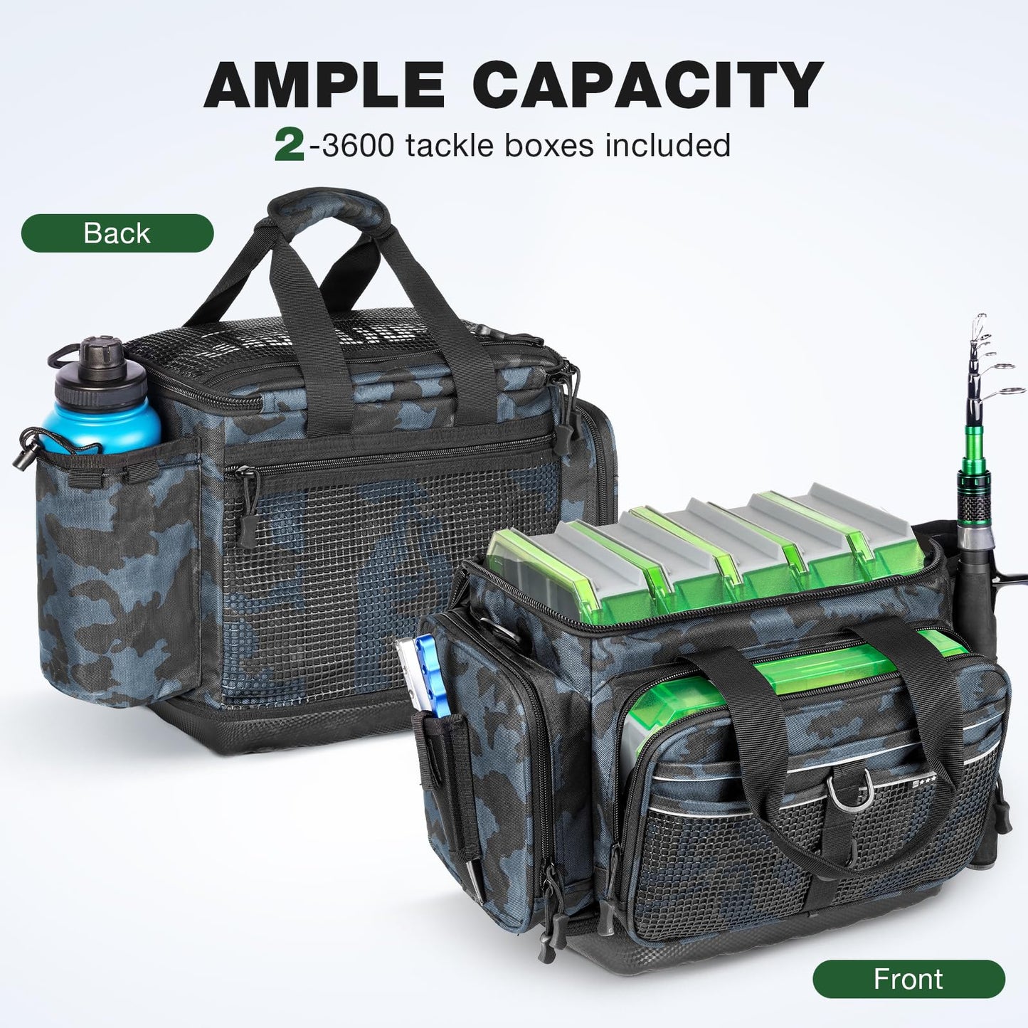 Ghosthorn Fishing Tackle Bag 3600 and 3700 Tackle Trays Lure Box Waterproof Tackle Box Organizer Removable Dividers for Lures Storage