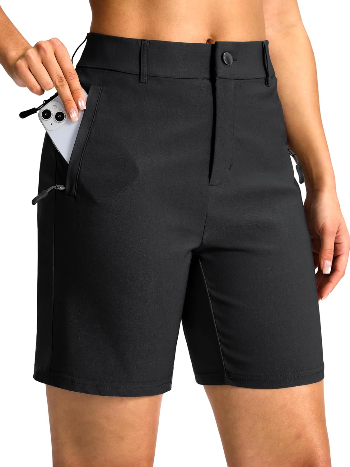 SANTINY Women's Hiking Golf Shorts - Quick Dry Stretch Fabric with 3 Pockets | Casual Summer Wear