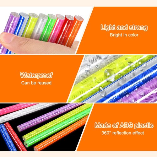 HARFINGTON 36pcs Bike Reflective Spoke Skins 0.2" Plastic Bicycle Spoke Reflectors Spoke Covers Trim Wrap Wheel 360°Visibility for Road Mountain Bike Motorcycles Decoration, Yellow