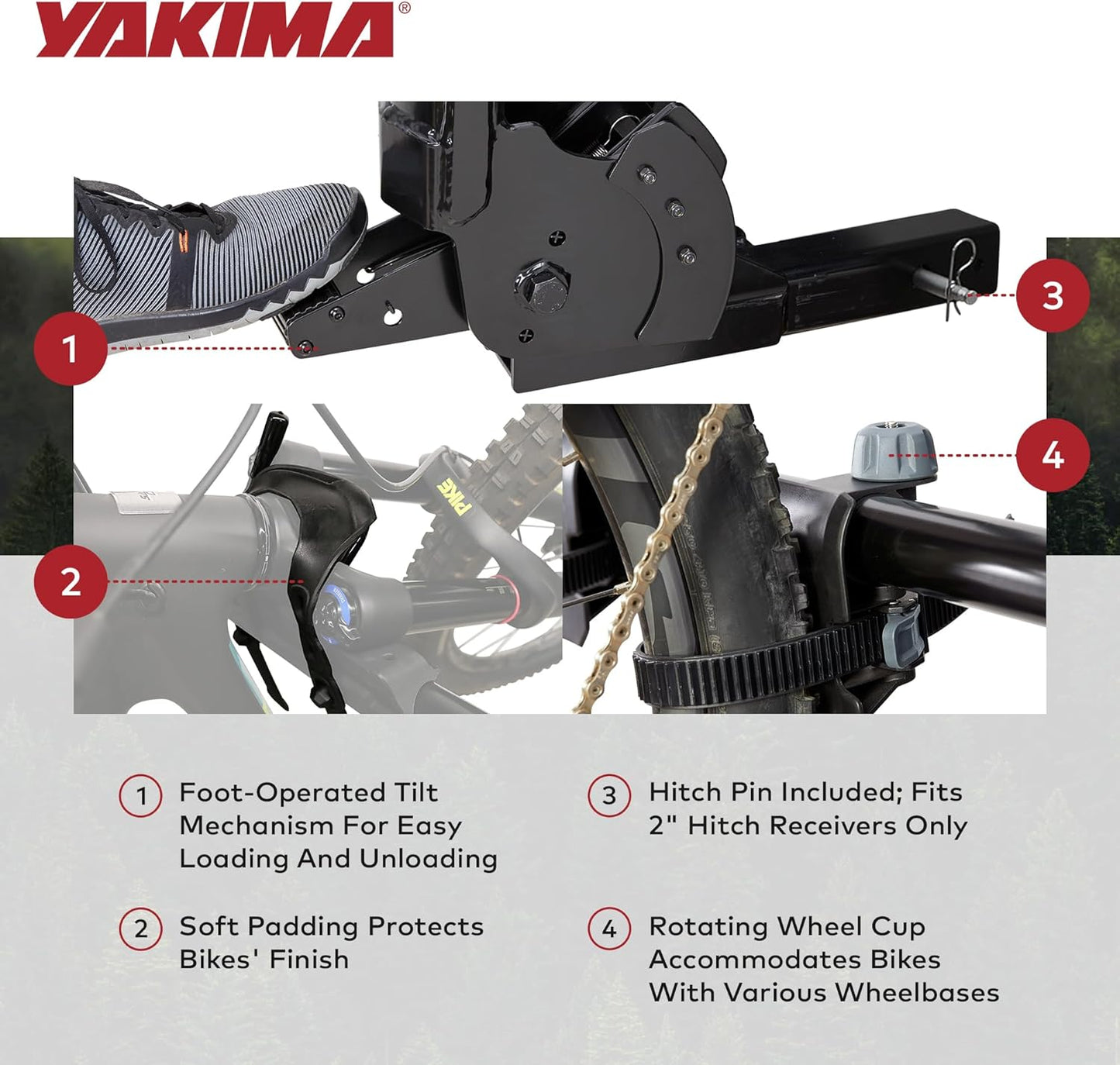 Yakima 4-Bike Hitch Mount Carrier - Tilt-Away Steel Bike Rack for Easy Access | Hangover 4