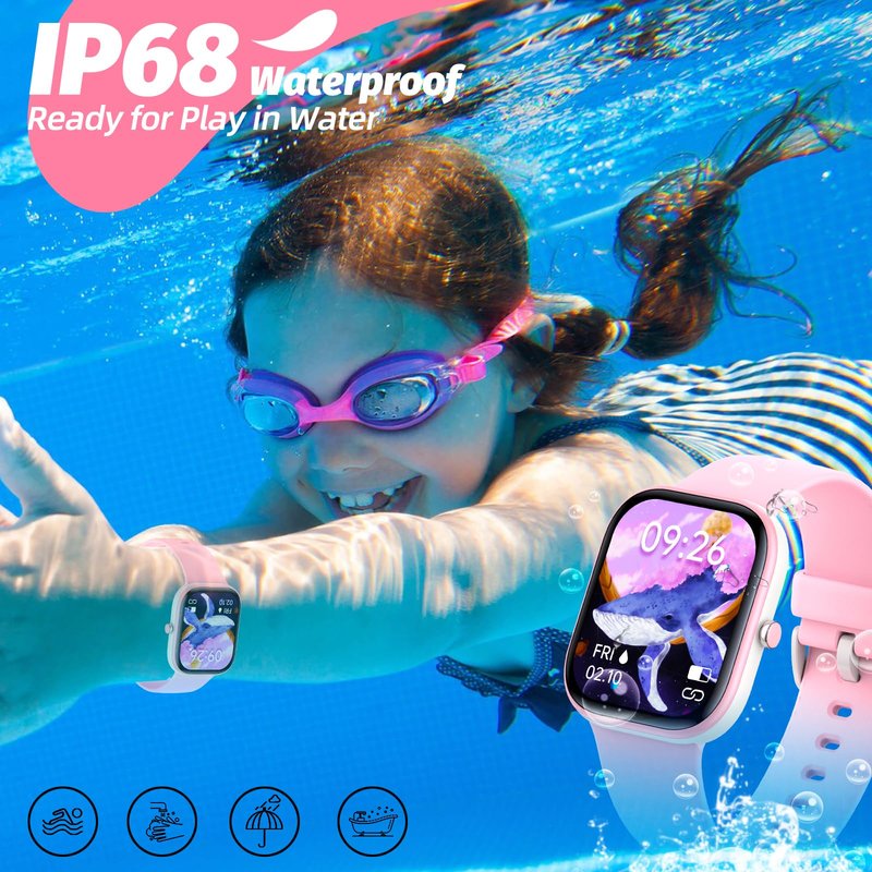 YOUSOKU Fitness Tracker Watch for Kids, IP68 Waterproof Kids Smart Watch with 1.5" DIY Dials 19 Sport Modes, Pedometers, Heart Rate, Sleep Monitor, Great Gift for Boys Girls Teens 6-14