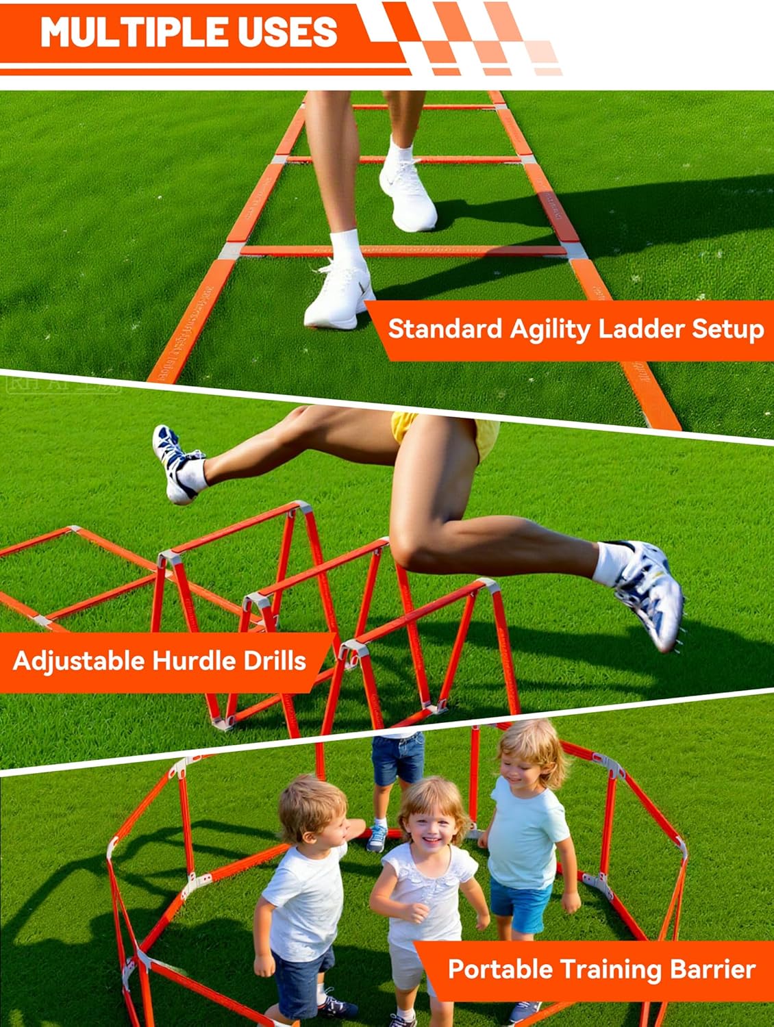 Tangle-Free Agility Ladder | Kids Athletic Training Equipment - 10 Rung Speed Ladder for Soccer, Football & Boxing