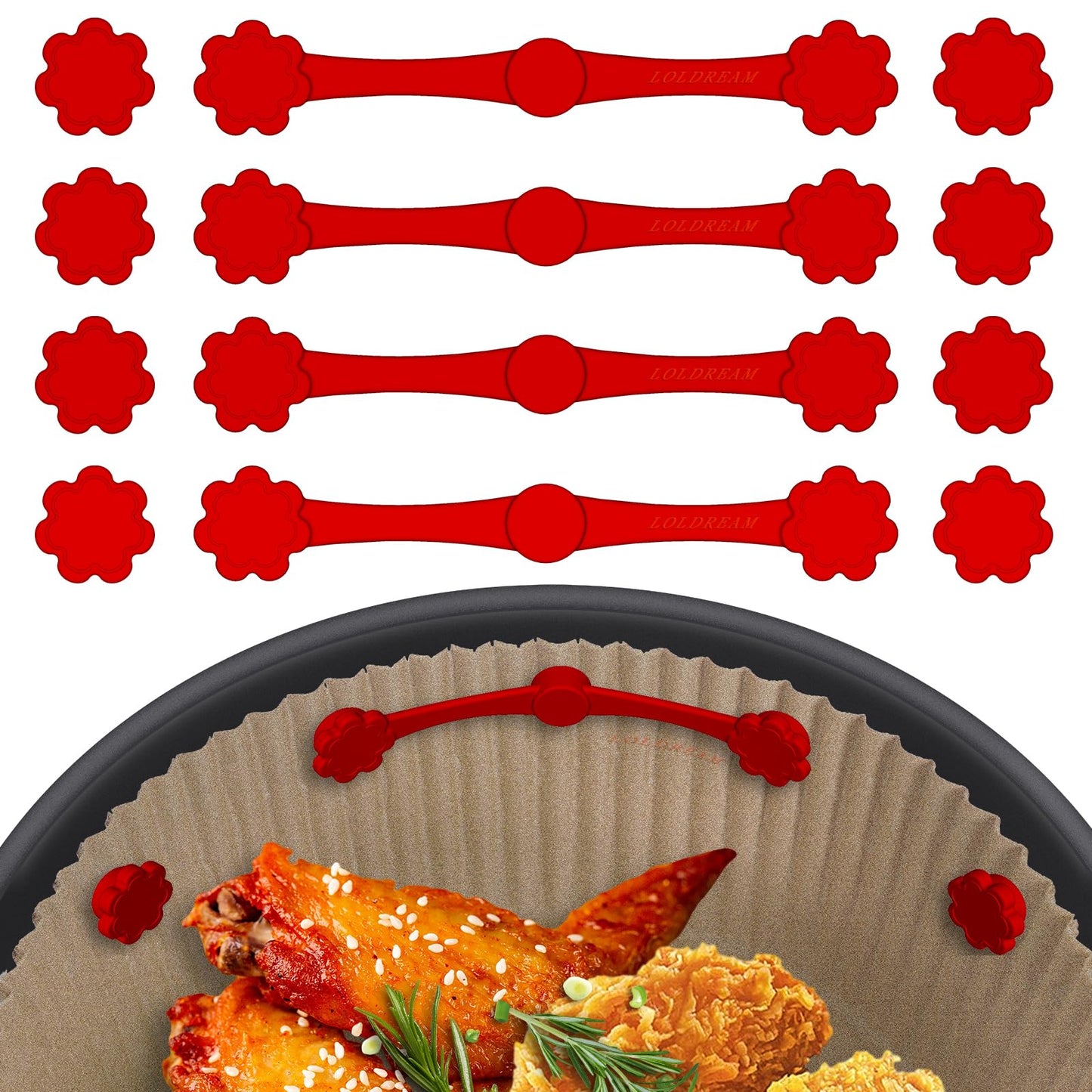 12Pcs Air Fryer Magnets For Parchment Paper,Air Fryer Liner Magnet Silicone Buckle For Holding Down Lock Liners Disposable Safely,Air fryer Accessories Locks Disposable Liners Silicone Magnetic Buckle