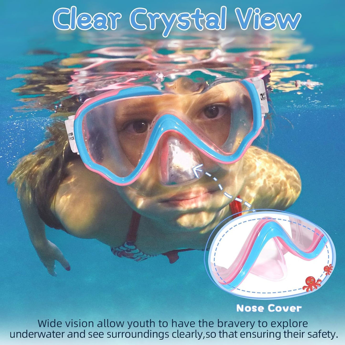Water Space Kids Swimming Goggles - Anti-Shatter Lens & UV Protection | No-Leak Design for Ages 3-15