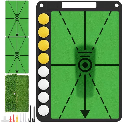 BROTOU Golf Hitting Mat for Swing Detection, Path Feedback Golf Practice Mat, Premium Dual-Turf Training Mat, Golf Impact Mat for Indoor, Golf Accessories for Men Women