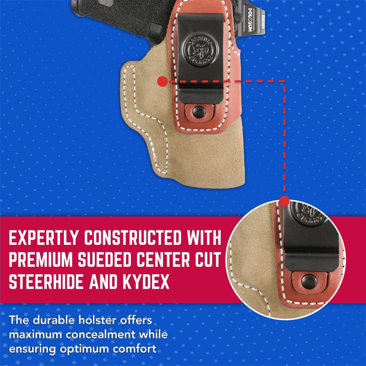 DeSantis Transit IWB Gun Holster- Concealed Carry Holster, Fits the GLOCK 19/19 Gen 5/19X/23/32/36/45/48, S/A XD9/XD40/XDM 3.8, Walther P99, SIG P228/P229/P239, H&K VP9 - Ambidextrous, Tan