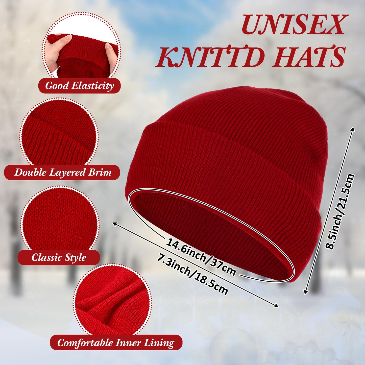 Chicingyou 90 Pcs Hats Scarves Gloves Supplies Bulk Winter Beanies Red Grids Scarves Touchscreen Gloves for Men Women