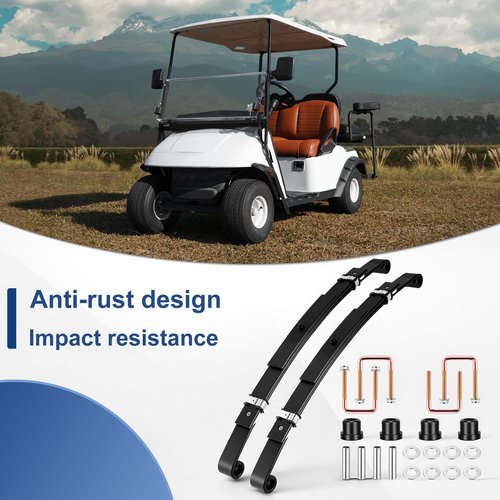 Mixopoly 3-Leaf Golf Cart Rear Spring Kit Heavy Duty for EZGO TXT 1994-2013 with Bushings, Sleeves & U Bolts Replace OEM 70247-G01 70474-G01 70505-G01 603109