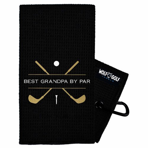 Wolf Golf Towels Best Grandpa by Par Golf Towel | Embroidered in USA | Golf Accessories for Men