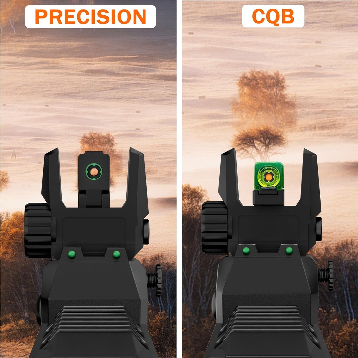 Skiennix Fiber Optic Sights - Tool-Free Adjustable Flip-Up Front & Rear Sights with Red/Green Dots