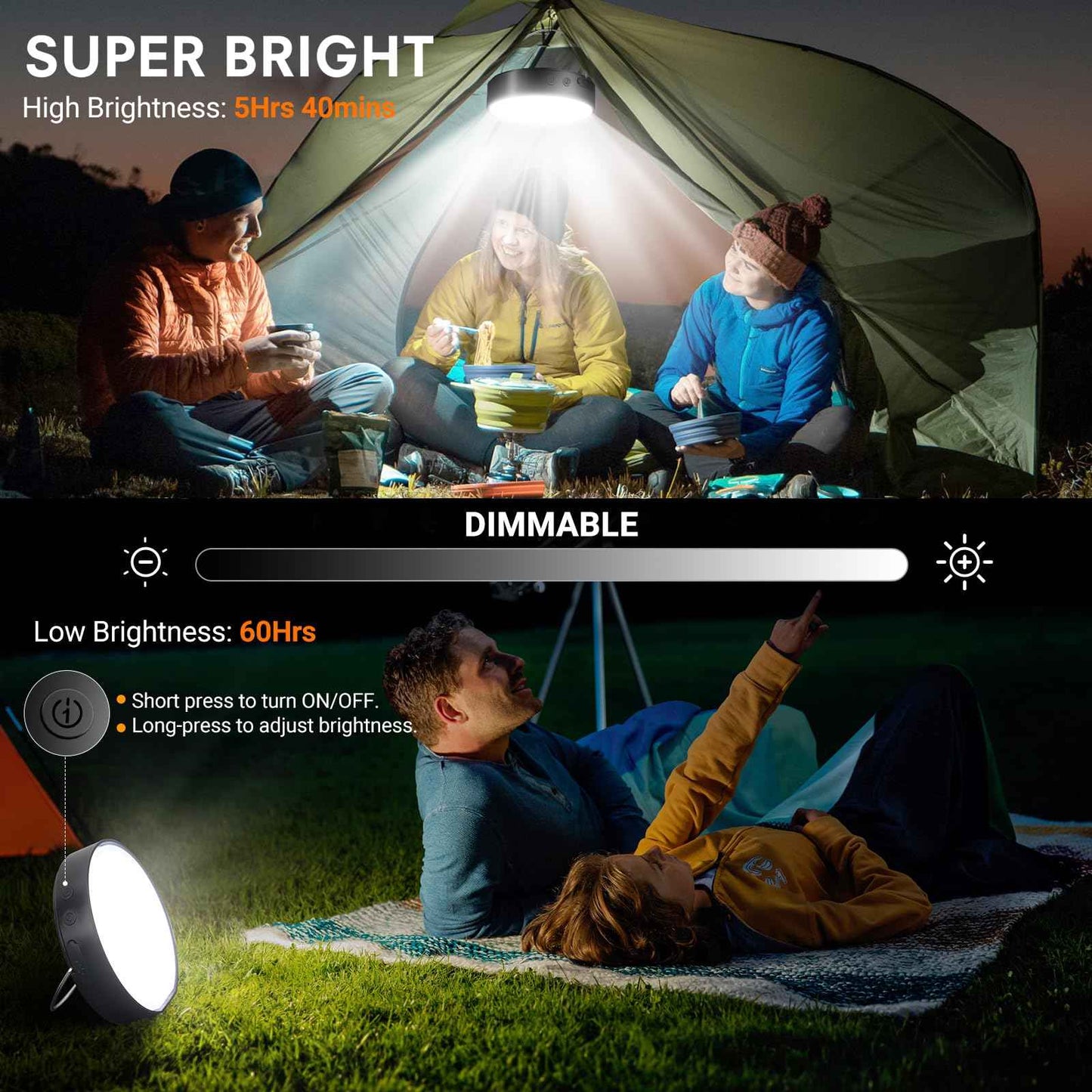 Camping String Light, Solar String Light with Camping Lantern (3 in 1 Design), Rechargeable and Portable for Camping,Emergency, Hiking.