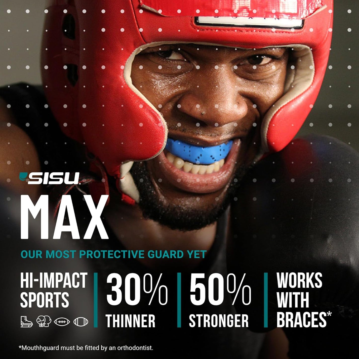 SISU Max Mouthguard - Maximum Protection for Rugby, MMA, Boxing & More | Adult Fit, Remoldable Up to 20 Times