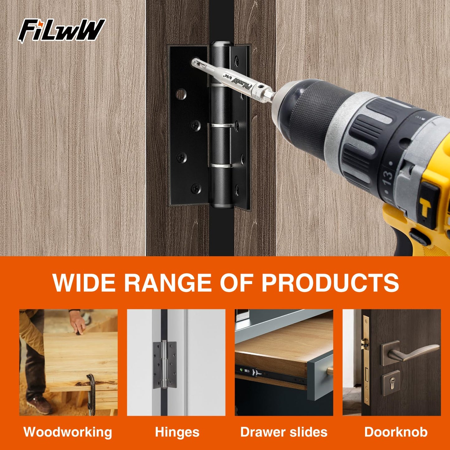 FiLwW Self-Centering Drill Bit Set, CC2430 3/32", 7/64", 9/64" Self Centering Drill Bit VIX Bit for #6 8 10 Screws