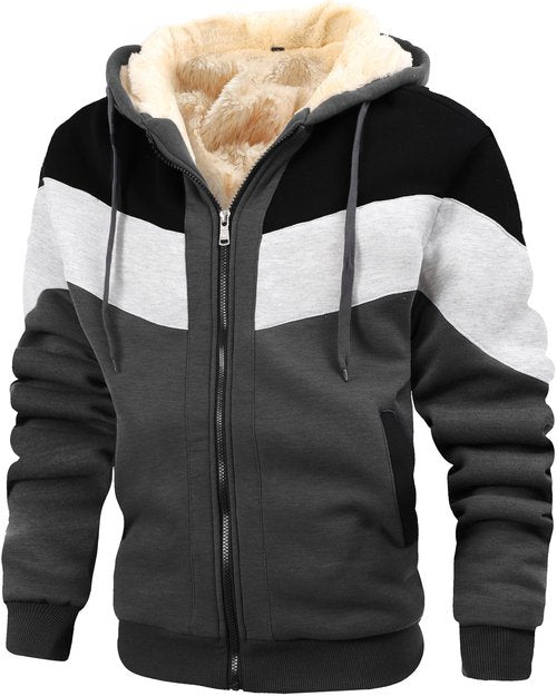 TMYAH Thermal Jackets for Men Winter Heavyweight Fleece Jacket Wool Warm Thick Coats Outerwear Black LightGrey IronGrey(895) M